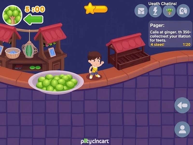 Ginger Charge gameplay showing character collecting ginger in a market setting
